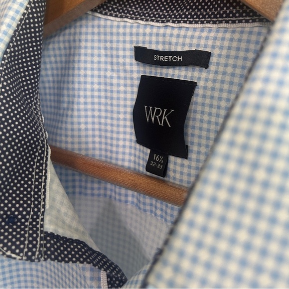EUC like new WRK Blue and White Dress Shirt with Contrasting Collar and Cuffs - Picture 3 of 9